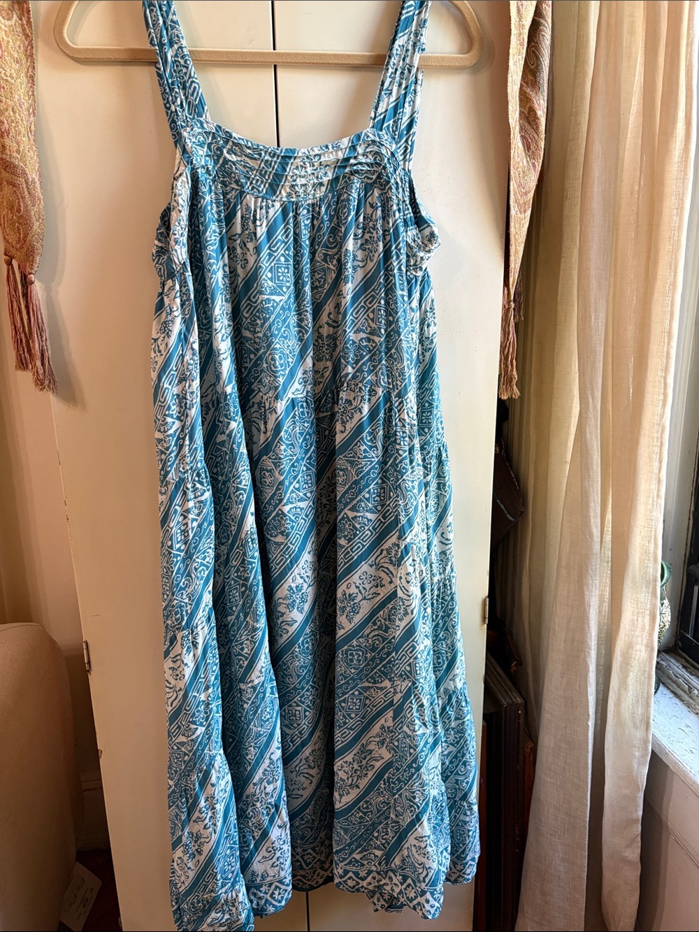 Natalie Martin Silk Blue and White Printed Sundress